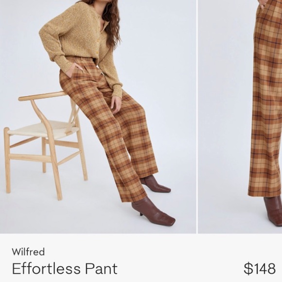 Aritzia Wilfred Effortless Flannel High-waisted Pleated Pants size 10 new - Picture 2 of 14